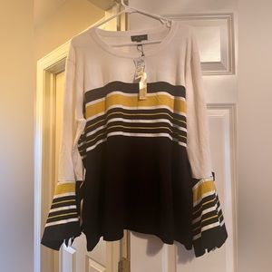 Gold, cream and black top with flare sleeves